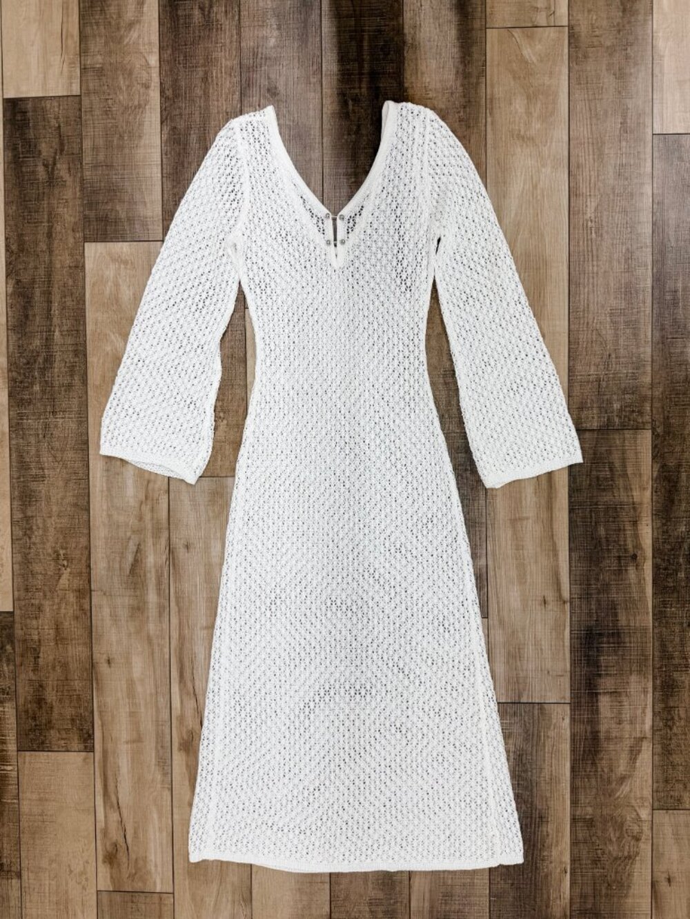 Cream Cover Uo Long Sleeve Open Back Dress - Picture 6 of 9